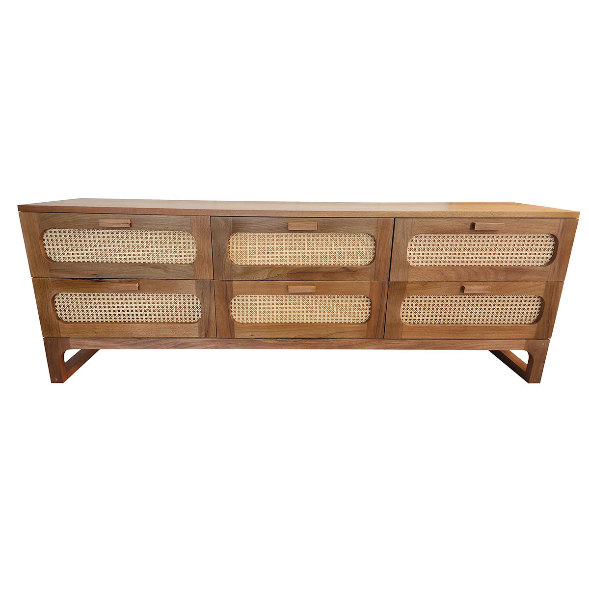 Rack De Madeira Maciça Paranoá Com 06 Gavetas Em Palhinha indiana