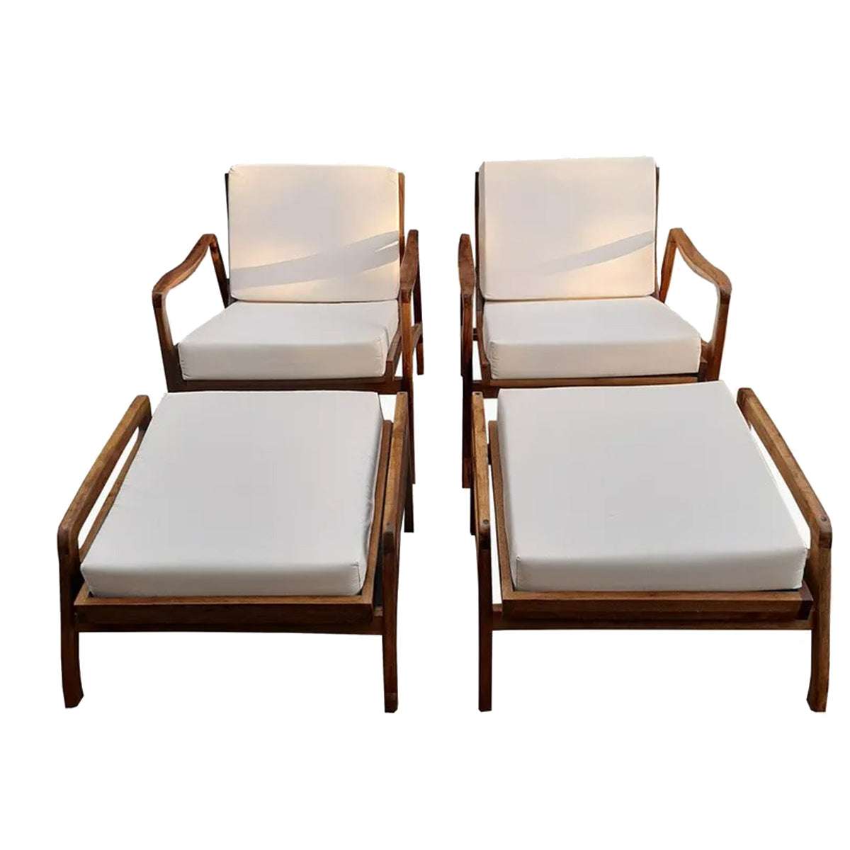 02 Poltronas E 02 Puffs De Madeira Maciça Demolição Morumbi Com Futons Inclusos