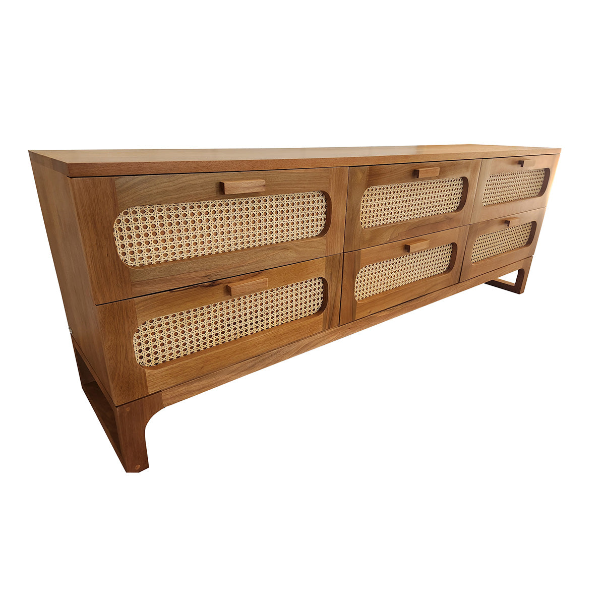 Rack De Madeira Maciça Paranoá Com 06 Gavetas Em Palhinha indiana