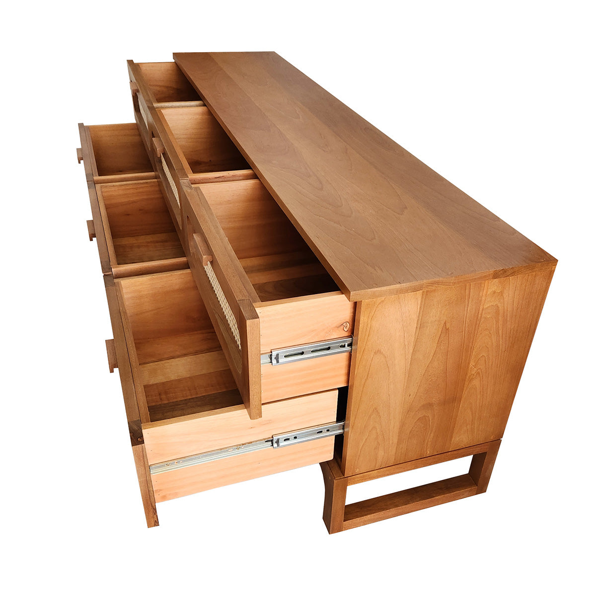 Rack De Madeira Maciça Paranoá Com 06 Gavetas Em Palhinha indiana