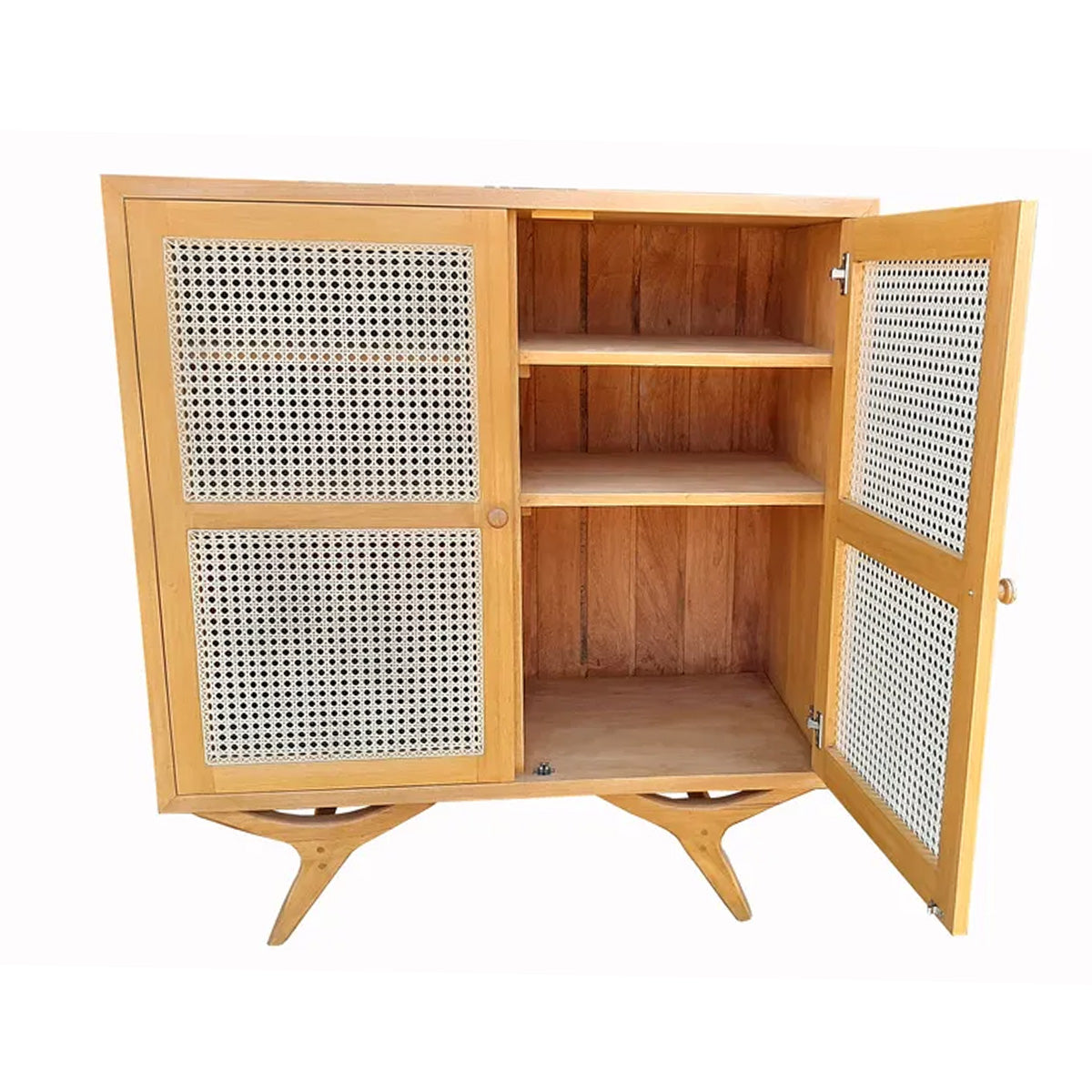 Armário Buffet De Madeira Maciça Demolição Alvorada Com Duas Portas Em Palhinha Natural Indiana