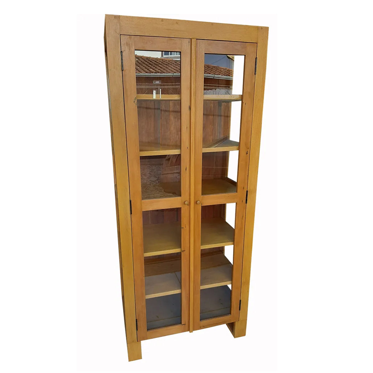 Armário Cristaleira De Madeira Maciça Demolição Com Pés Retos Vazados