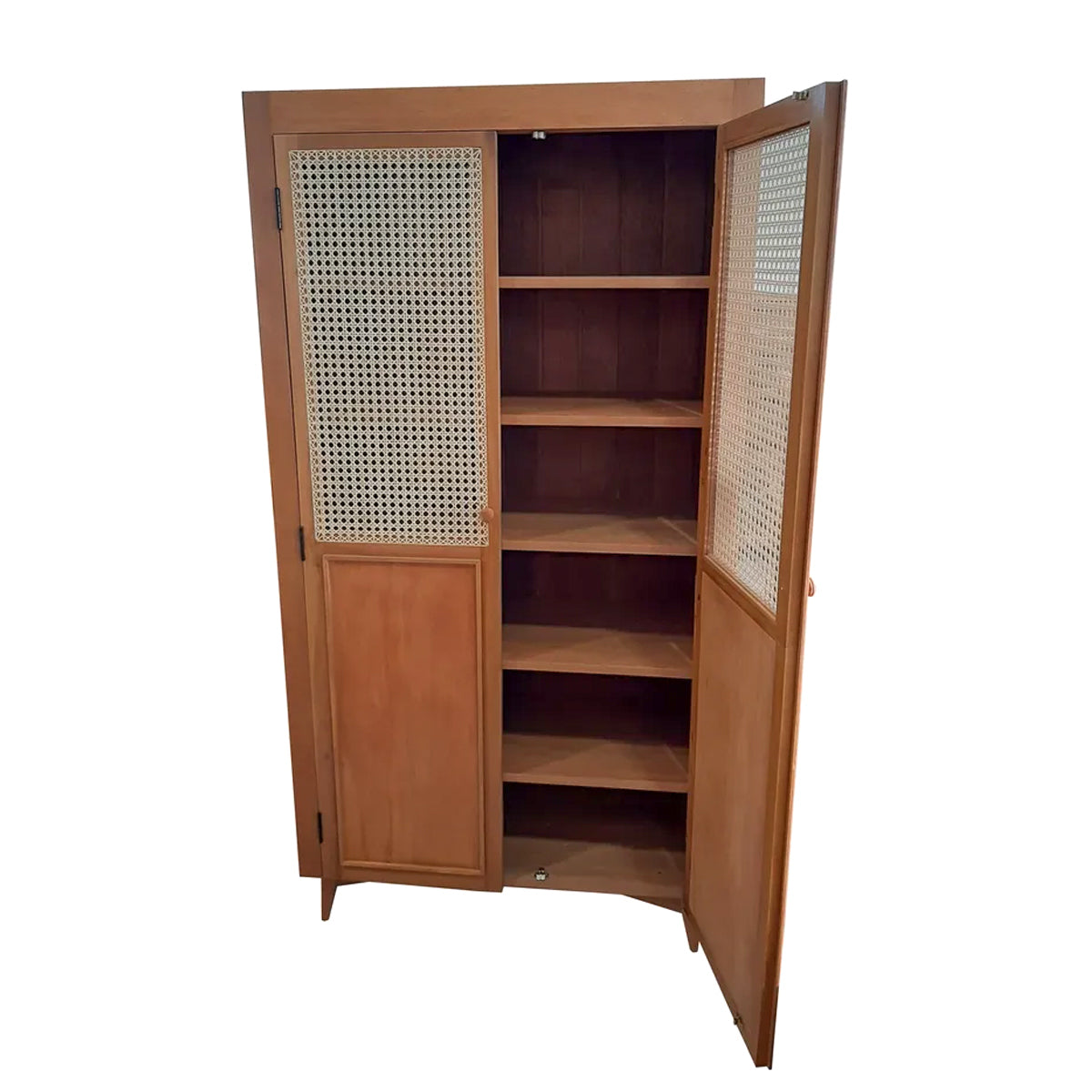 Armário De Madeira Maciça Demolição Retrô Com Duas Portas em Palhinha Natural Indiana E Madeira