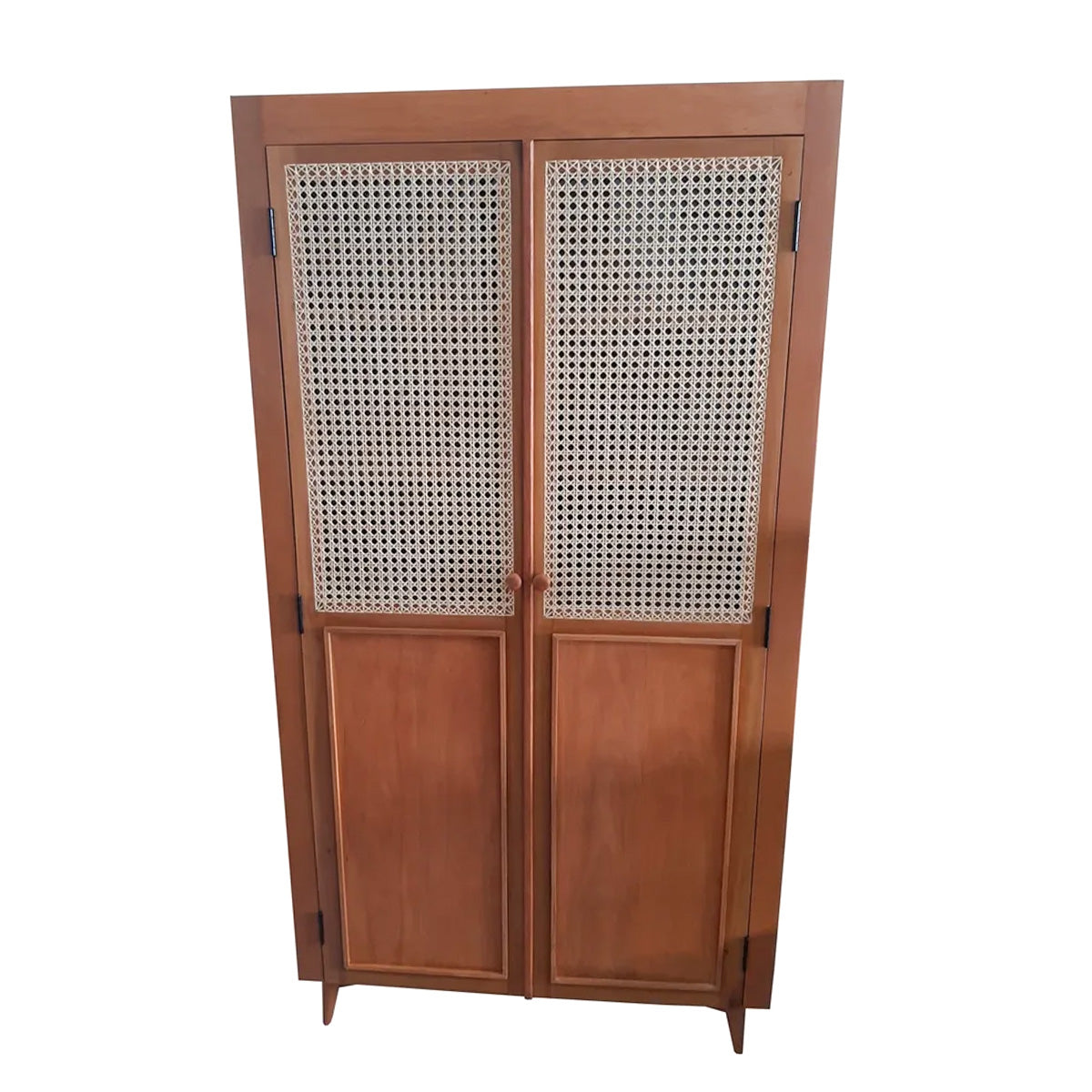 Armário De Madeira Maciça Demolição Retrô Com Duas Portas em Palhinha Natural Indiana E Madeira