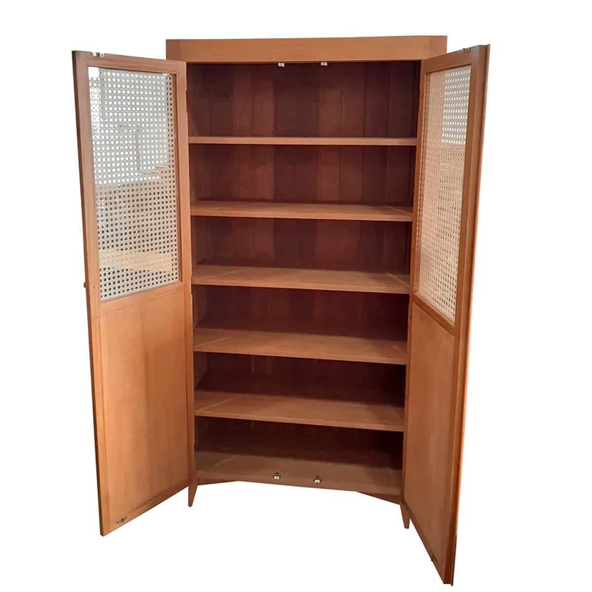 Armário De Madeira Maciça Demolição Retrô Com Duas Portas em Palhinha Natural Indiana E Madeira