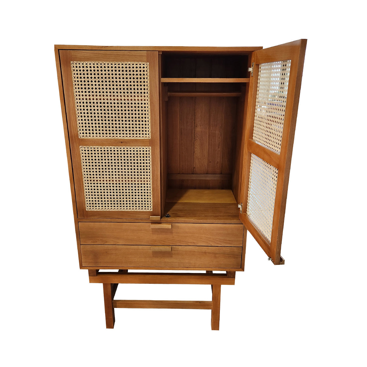 Armário Guarda Roupas Palhinha Com 02 Gavetas E Cabideiro Interno