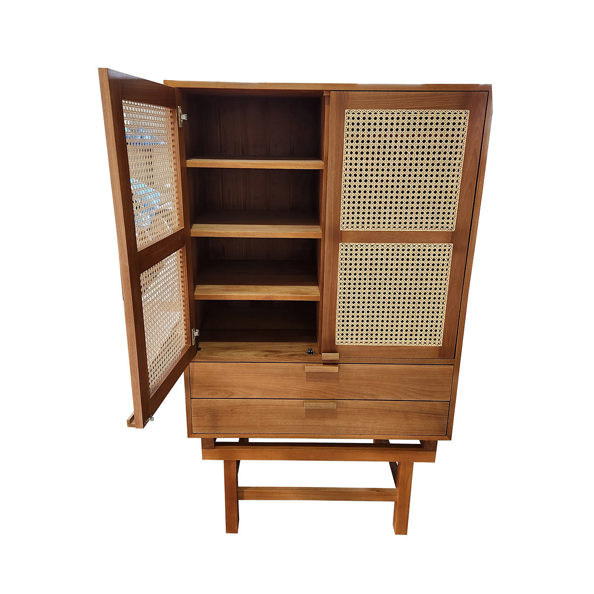 Armário Guarda Roupas Palhinha Com 02 Gavetas E Cabideiro Interno