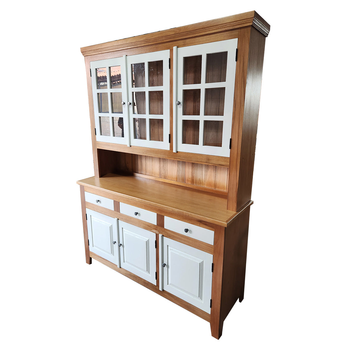 Armário e Cristaleira De Madeira Maciça Demolição Minas Com Portas E Gavetas Brancas