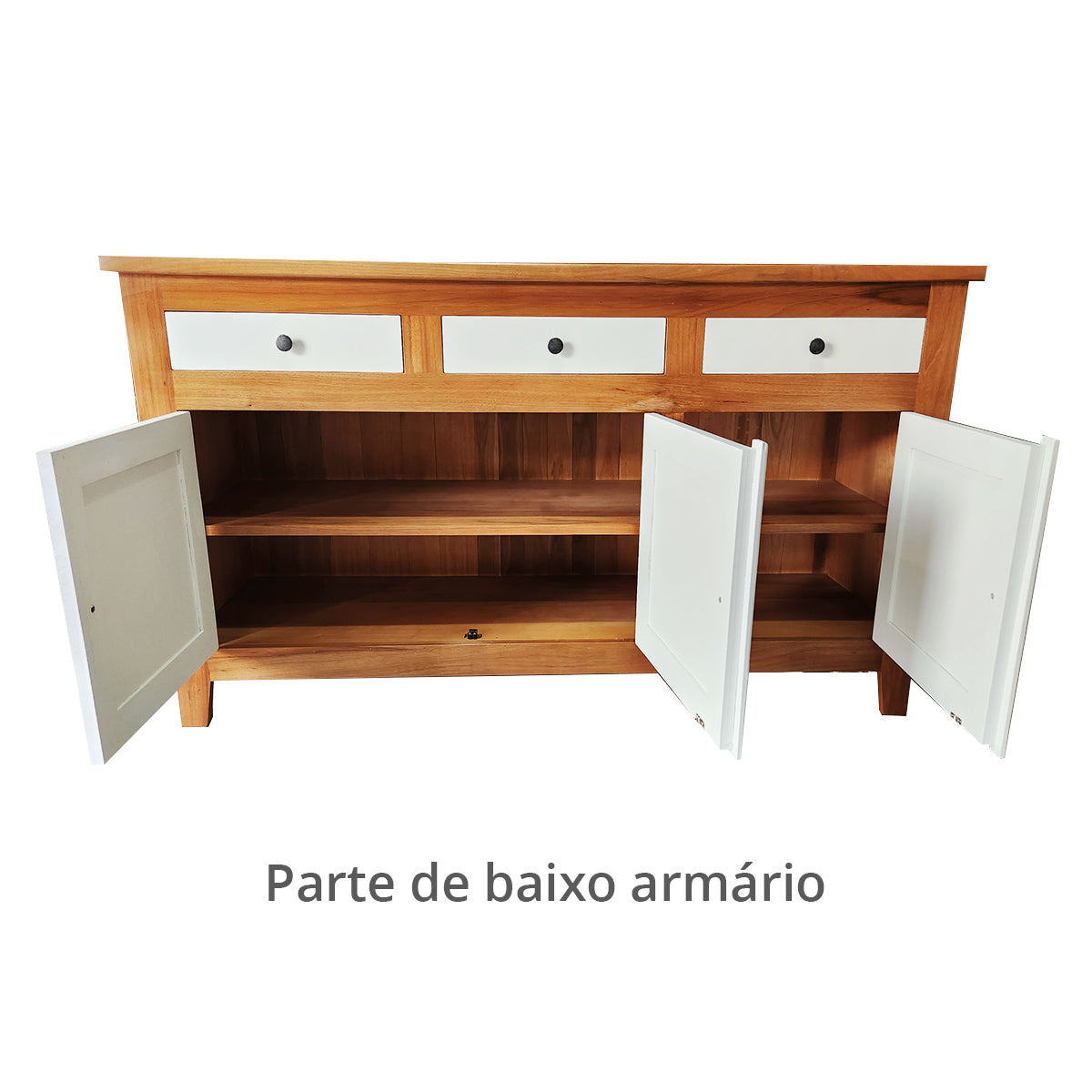 Armário e Cristaleira De Madeira Maciça Demolição Minas Com Portas E Gavetas Brancas