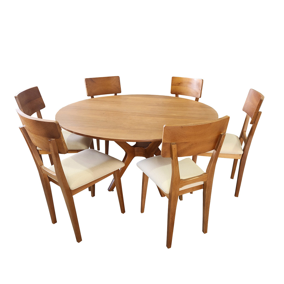 Conjunto Mesa De Jantar Maciça Praia Do forte + Cadeiras Copacabana Assento Estofado