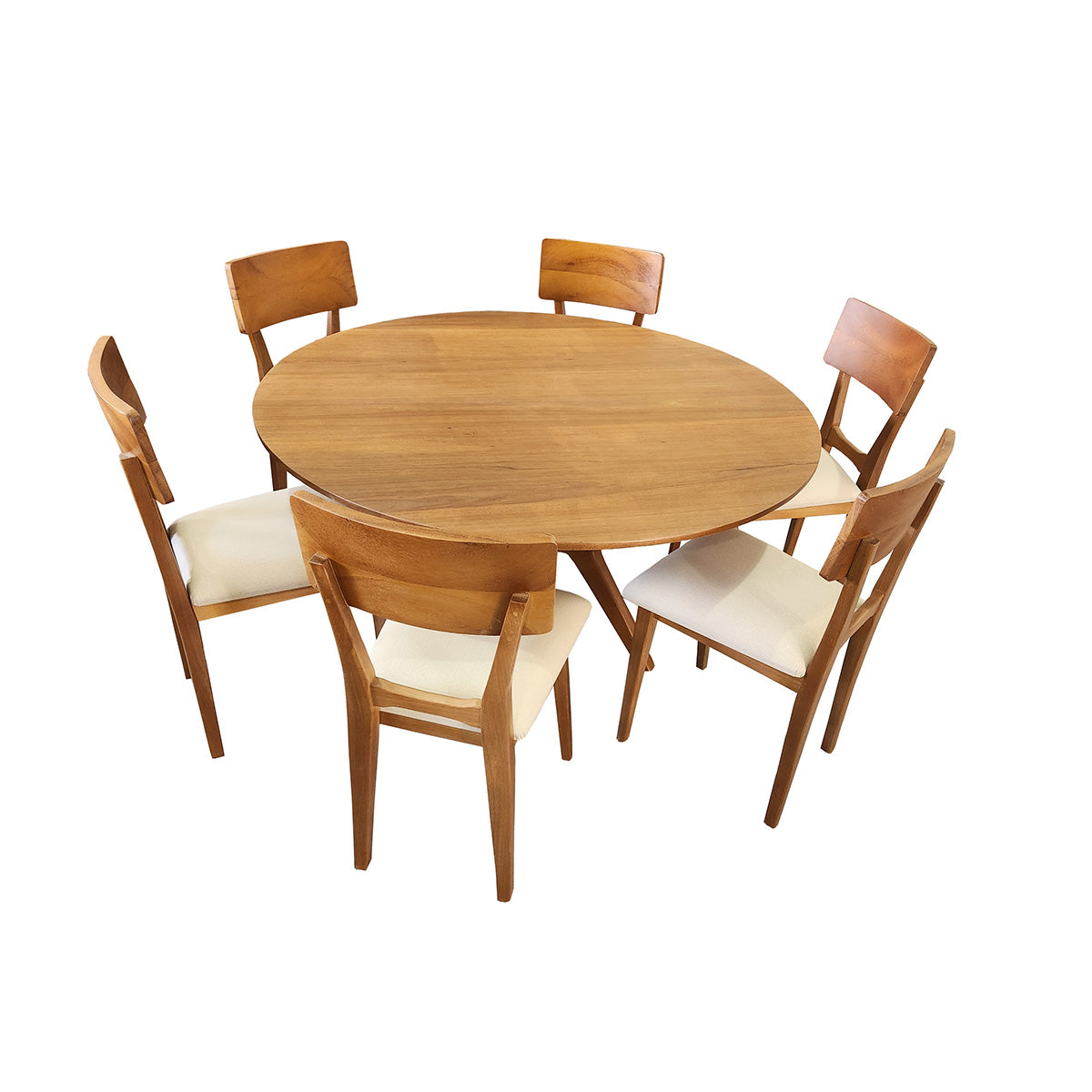 Conjunto Mesa De Jantar Maciça Praia Do forte + Cadeiras Copacabana Assento Estofado