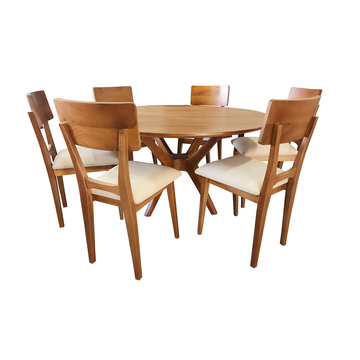 Conjunto Mesa De Jantar Maciça Praia Do forte + Cadeiras Copacabana Assento Estofado