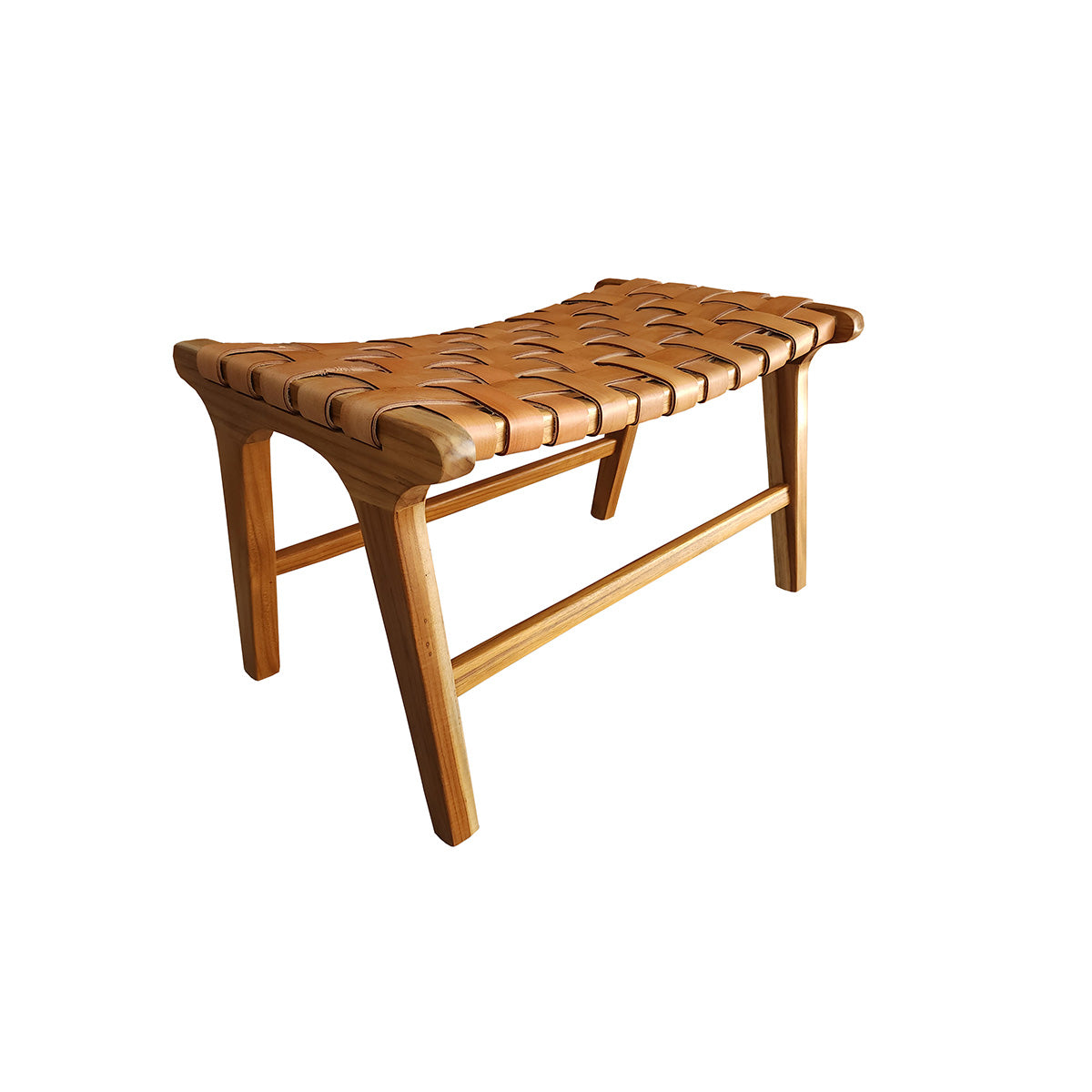 Banqueta Descanso para Pés Modelo Relax - Assento em Couro Cru