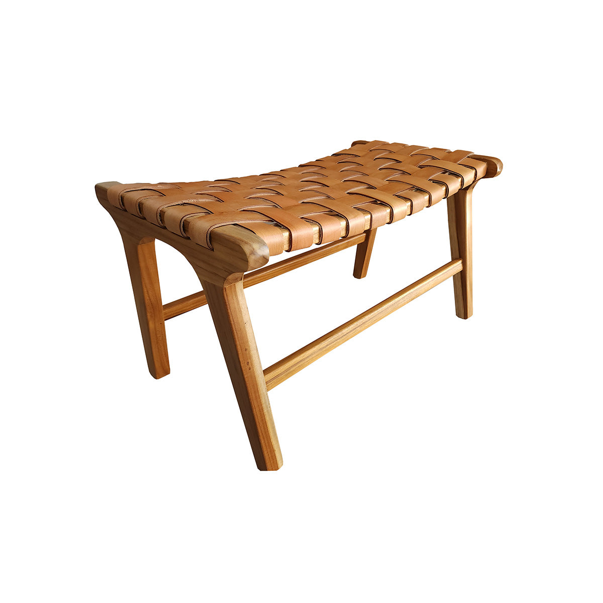 Banqueta Descanso para Pés Modelo Relax - Assento em Couro Cru