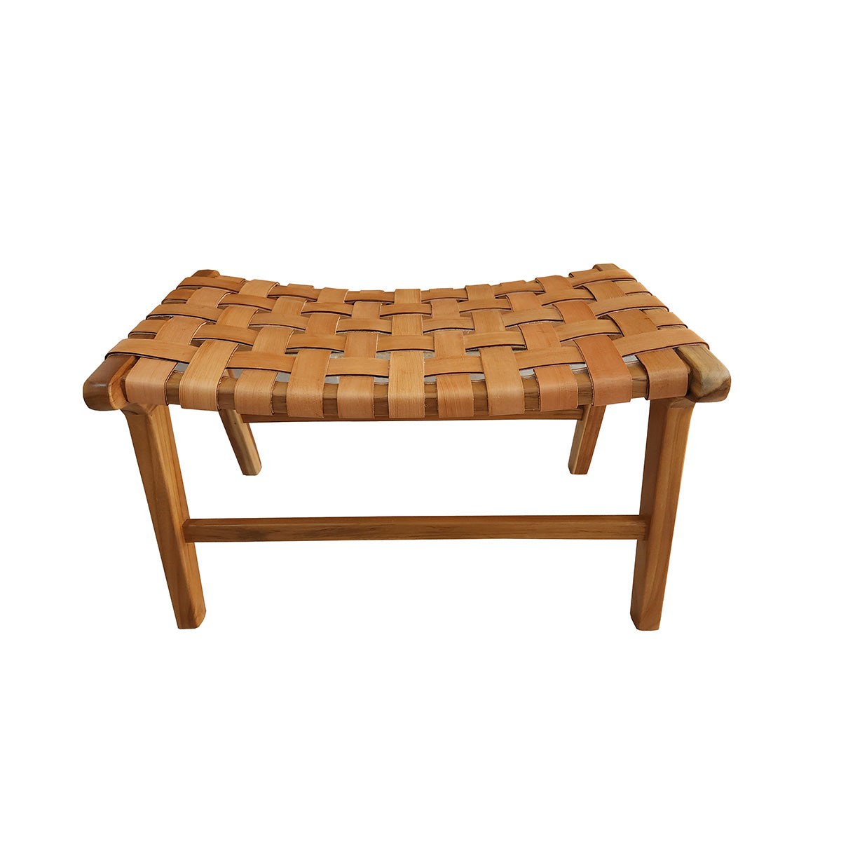 Banqueta Descanso para Pés Modelo Relax - Assento em Couro Cru