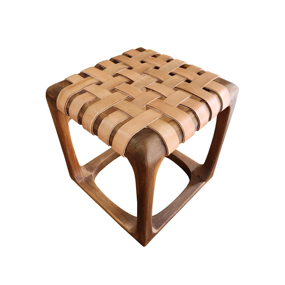 Conjunto Mesa Jantar Camburi Com 04 Banquinhos Ó assento em couro natural