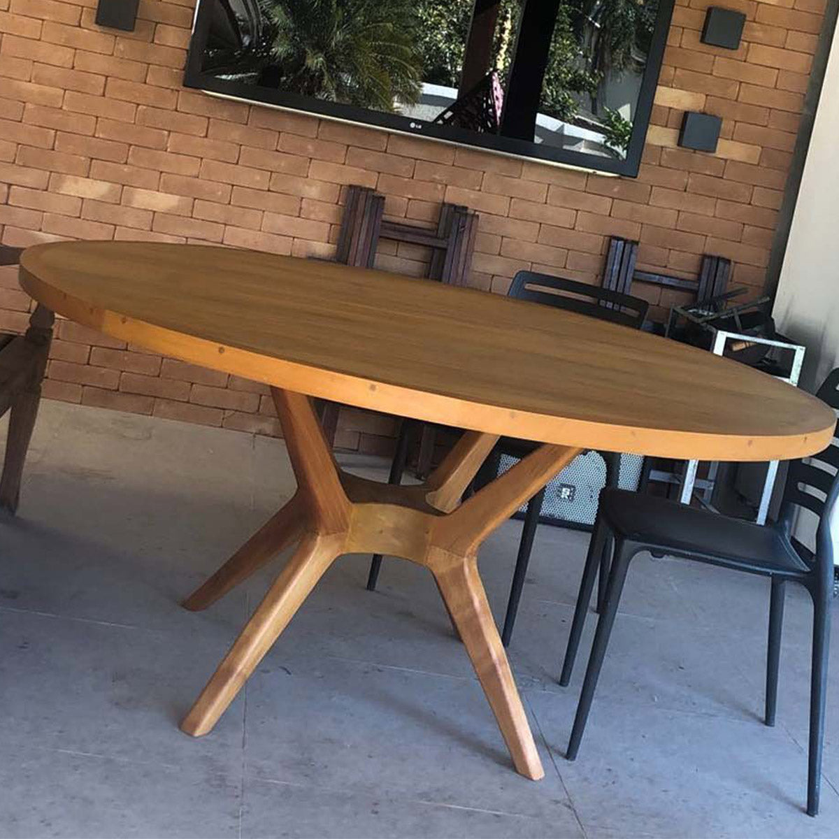 Base de Mesa de Jantar de Madeira Maciça Demolição Praia do Forte Com 4 Pés