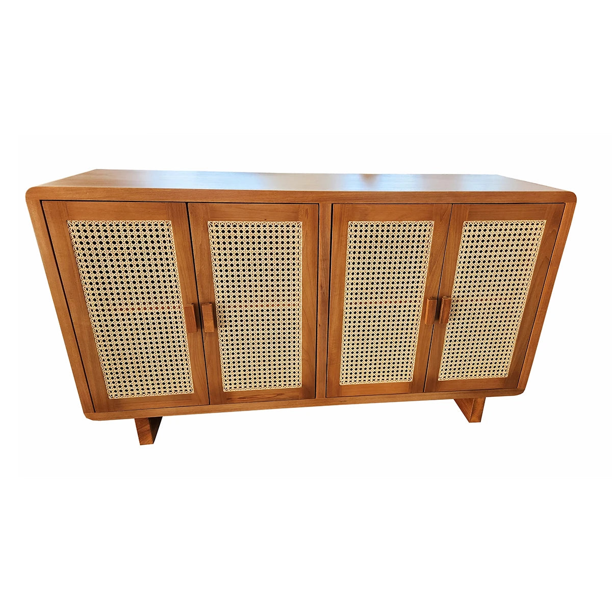 Buffet De Madeira Maciça Lapa Com Portas Em Palhinha Indiana Natural E Quinas Arredondadas