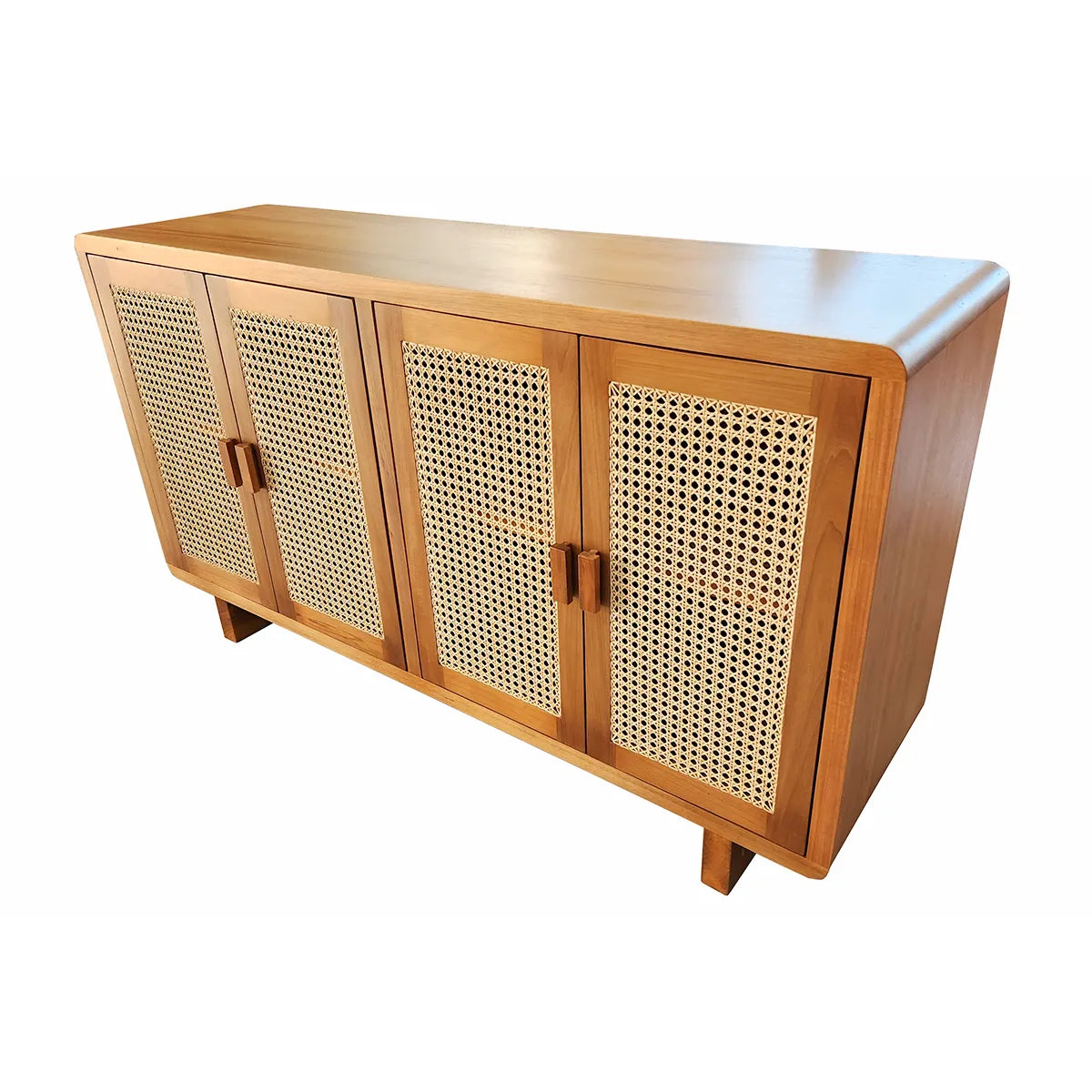 Buffet De Madeira Maciça Lapa Com Portas Em Palhinha Indiana Natural E Quinas Arredondadas