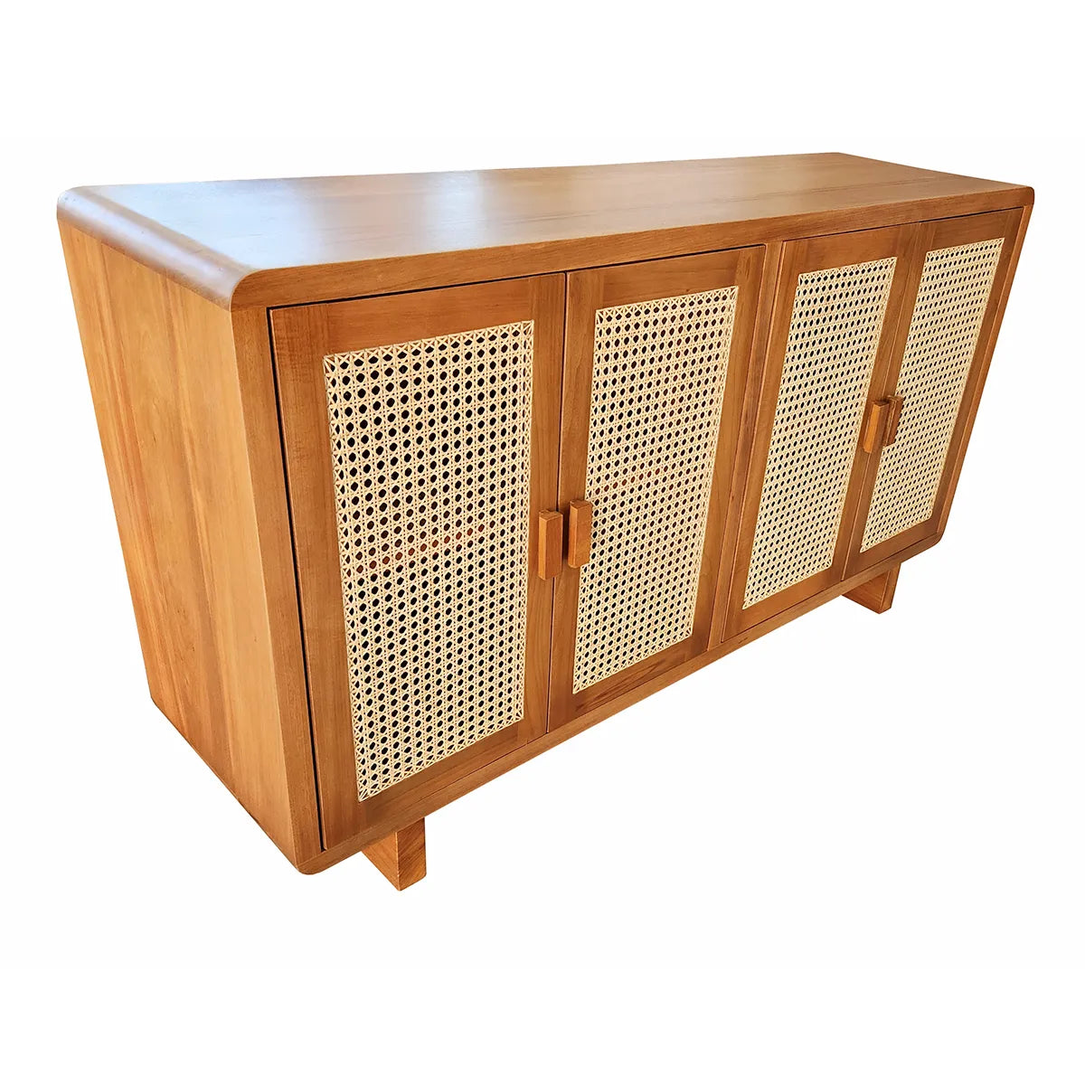 Buffet De Madeira Maciça Lapa Com Portas Em Palhinha Indiana Natural E Quinas Arredondadas