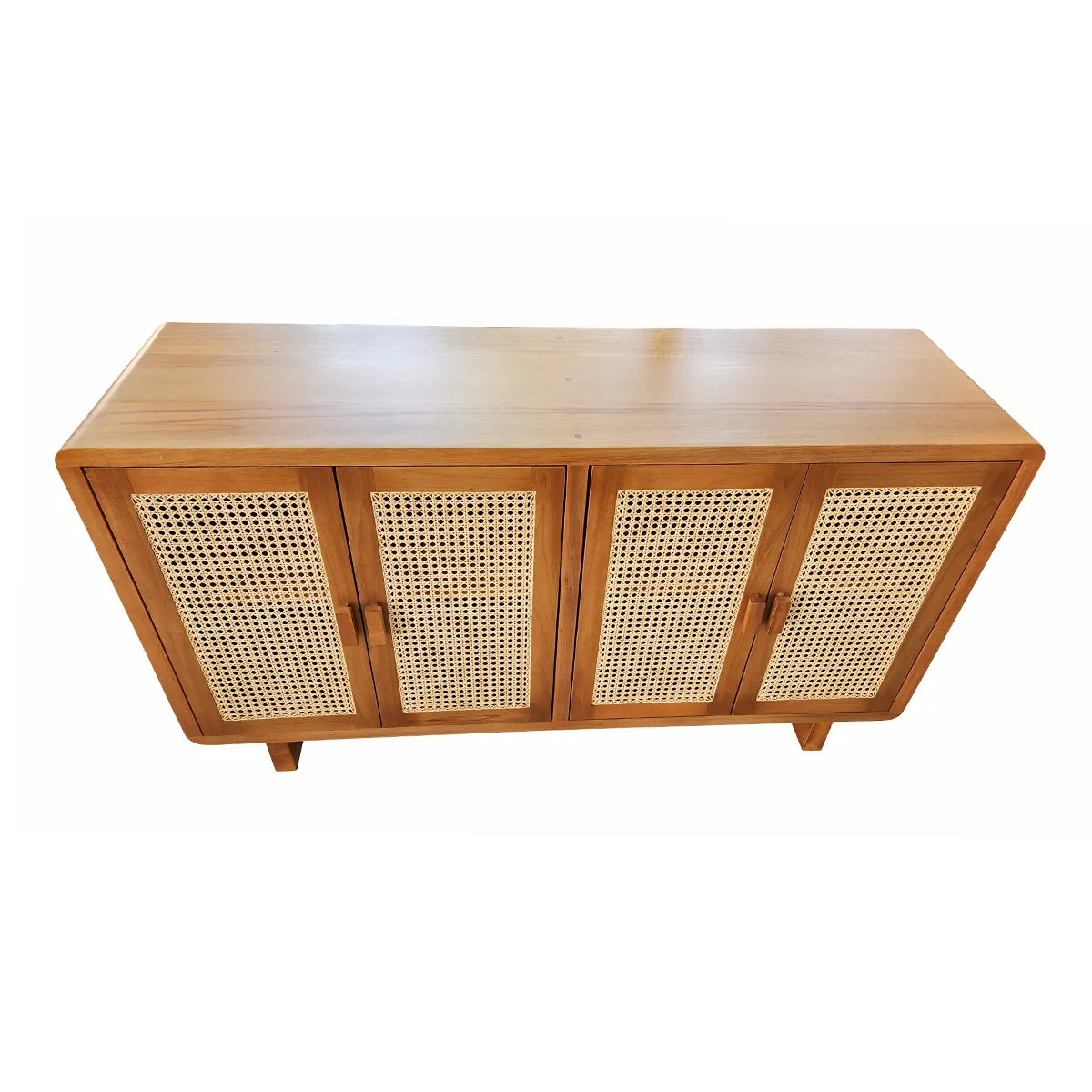 Buffet De Madeira Maciça Lapa Com Portas Em Palhinha Indiana Natural E Quinas Arredondadas