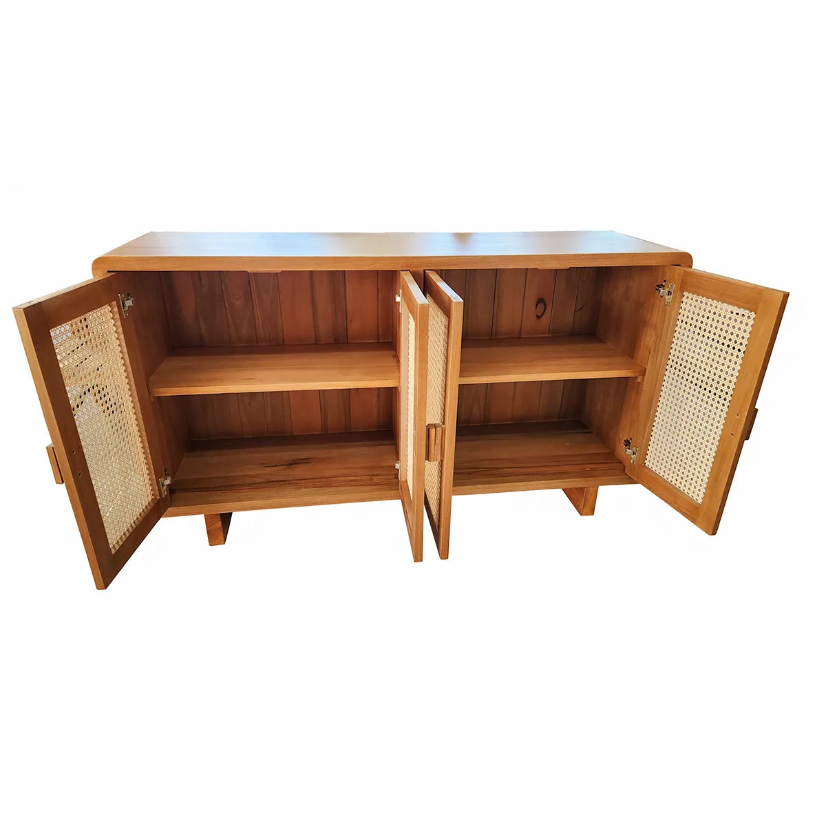 Buffet De Madeira Maciça Lapa Com Portas Em Palhinha Indiana Natural E Quinas Arredondadas