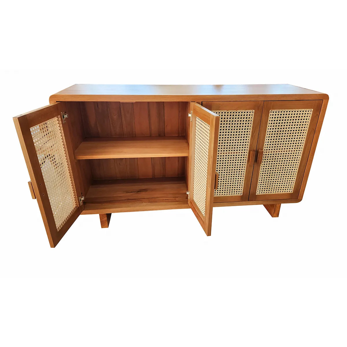 Buffet De Madeira Maciça Lapa Com Portas Em Palhinha Indiana Natural E Quinas Arredondadas