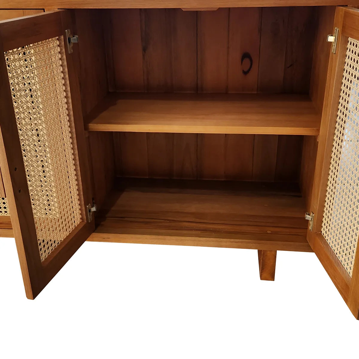 Buffet De Madeira Maciça Lapa Com Portas Em Palhinha Indiana Natural E Quinas Arredondadas