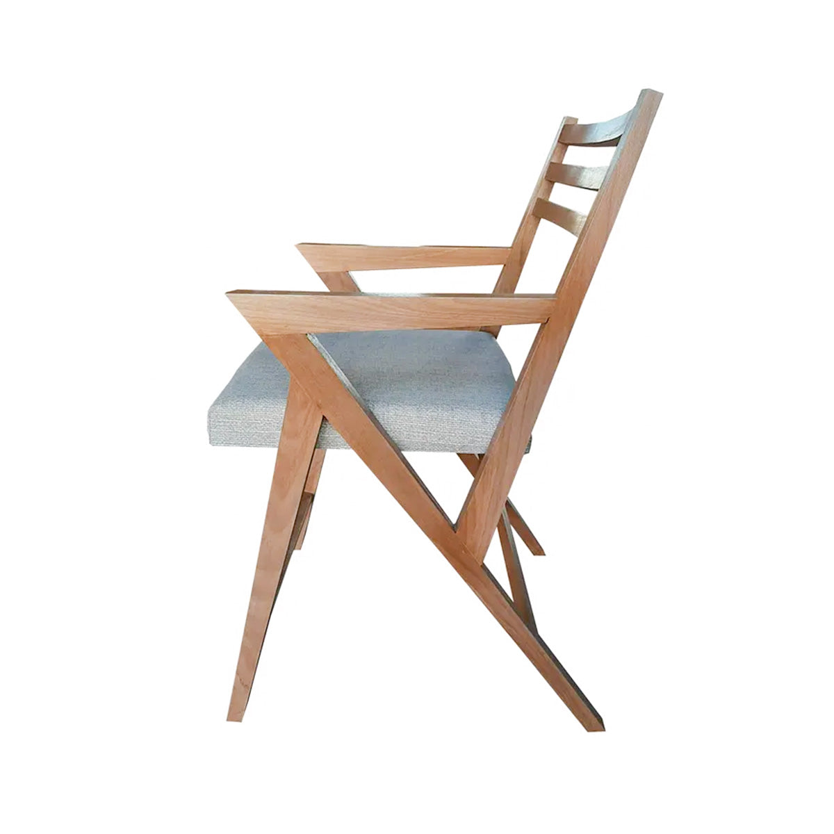Cadeira De Madeira Maciça Demolição Com Braço E Assento Estofado Compasso