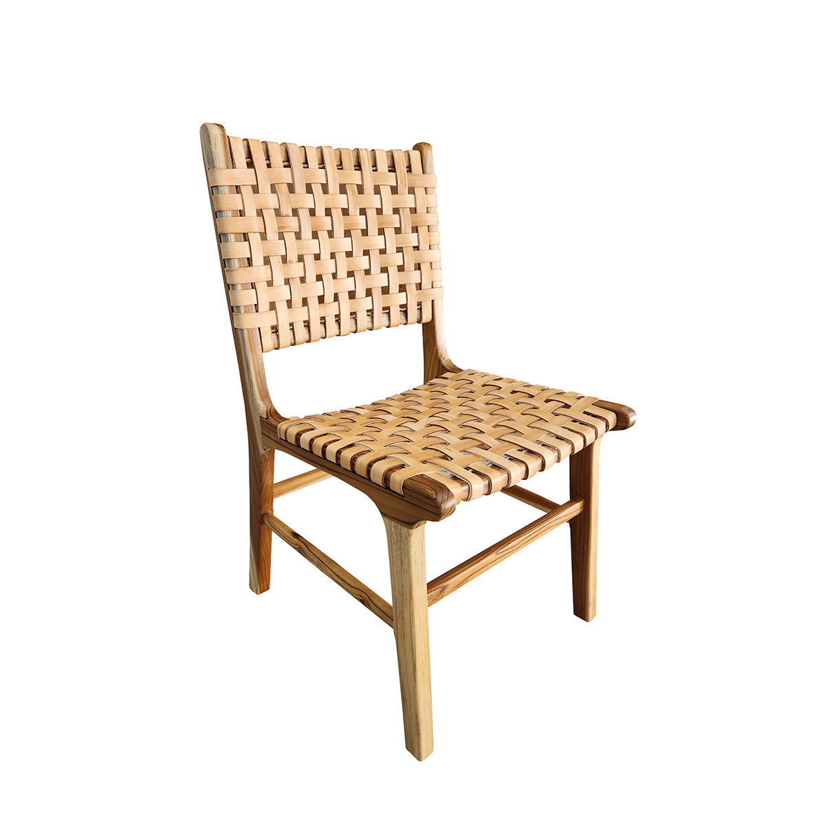 Cadeira Sabiá - Com Assento e Encosto Em Couro Cru Natural Trançado À Mão