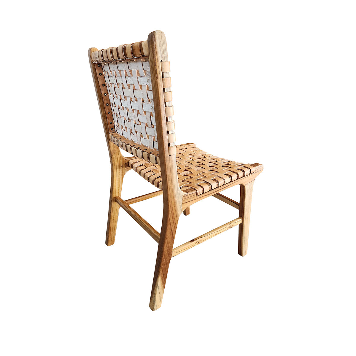 Cadeira Sabiá - Com Assento e Encosto Em Couro Cru Natural Trançado À Mão