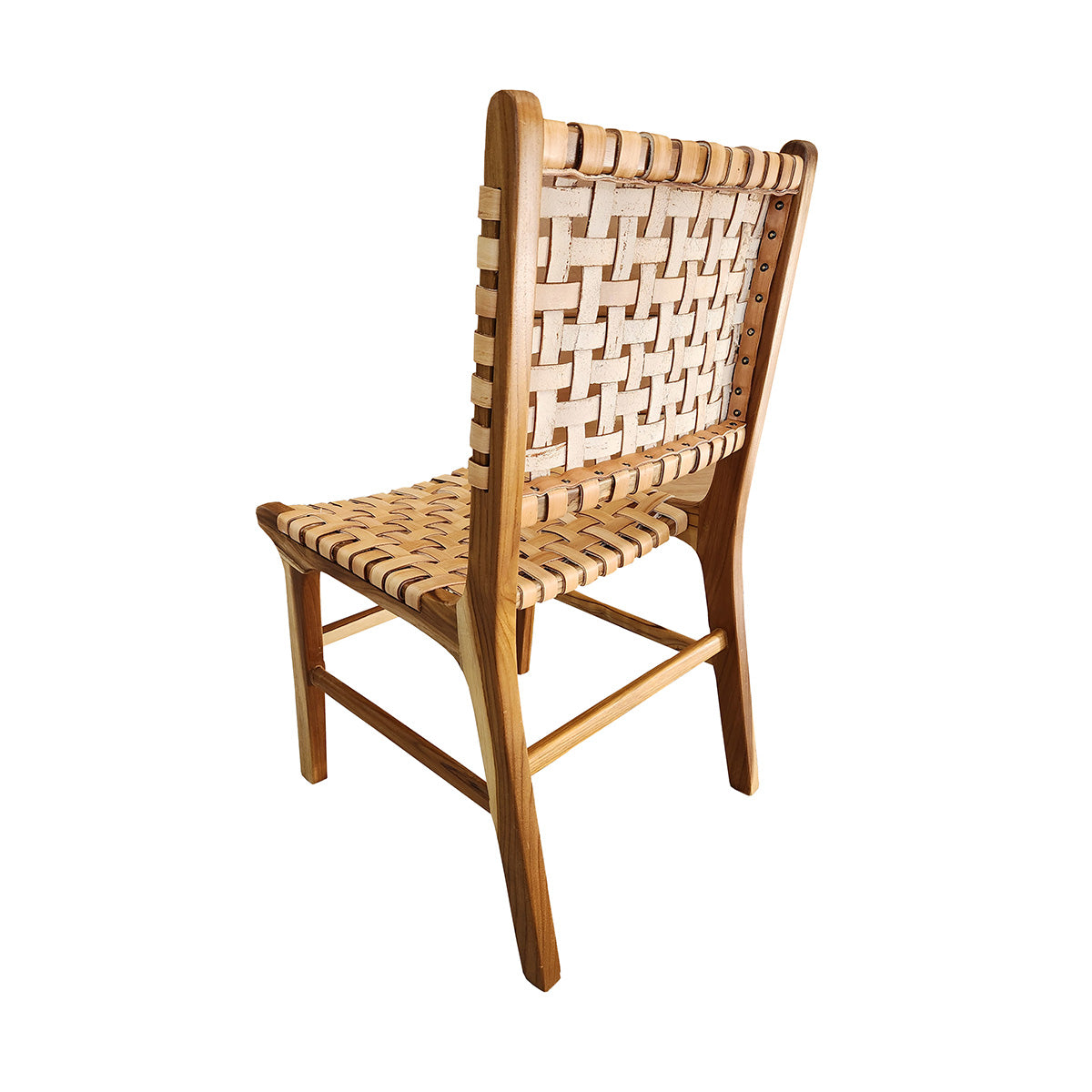 Cadeira Sabiá - Com Assento e Encosto Em Couro Cru Natural Trançado À Mão