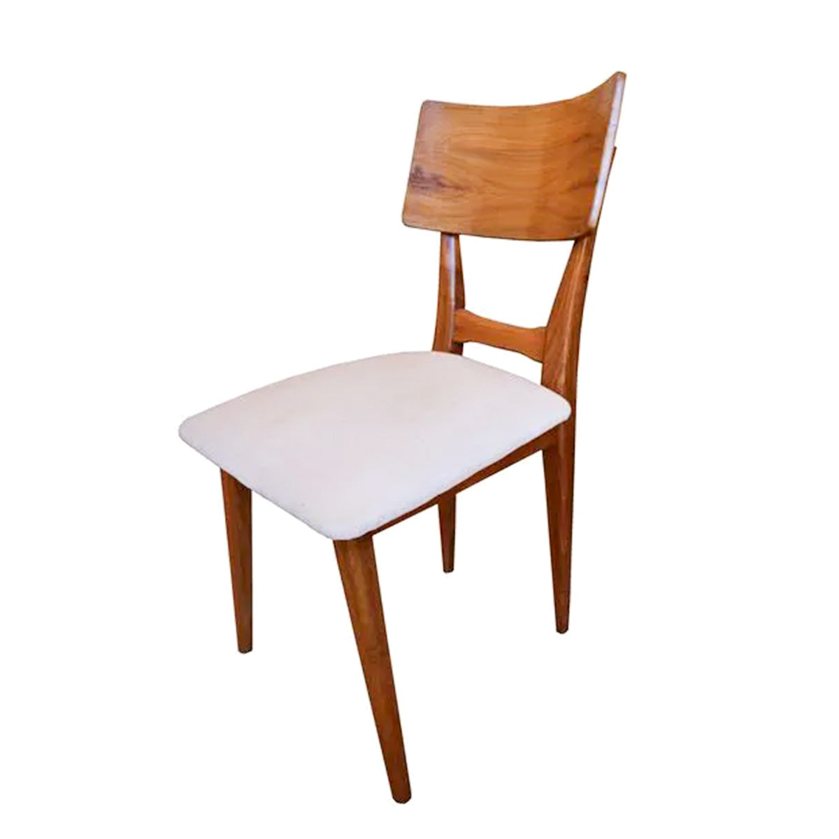 Cadeira de Madeira Maciça Demolição Copacabana Com Assento Estofado Branco