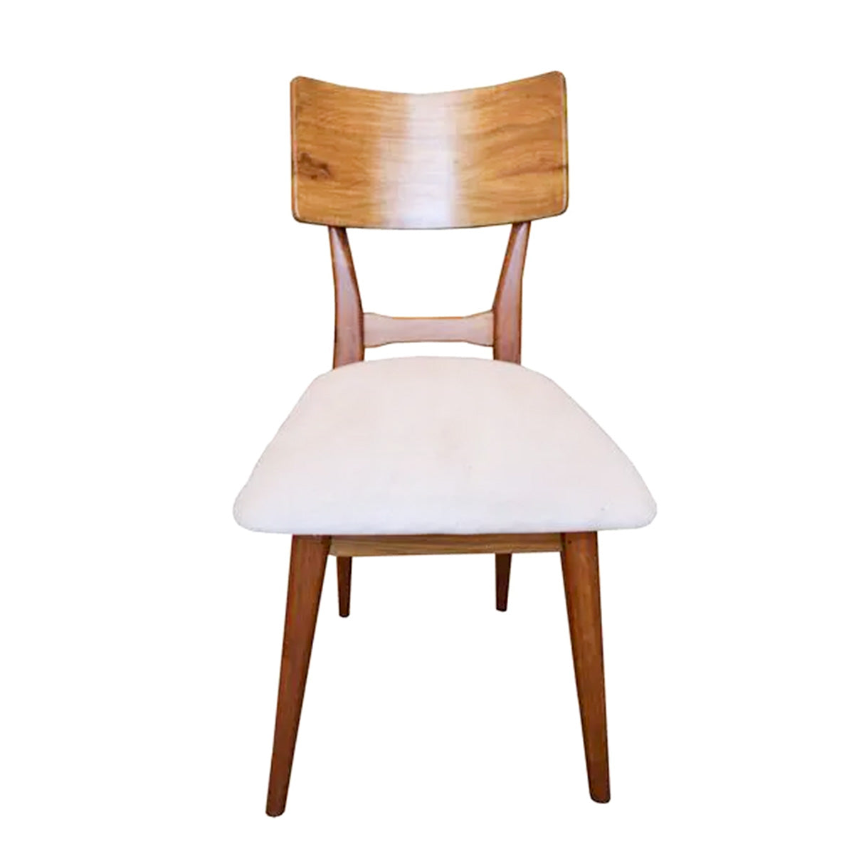 Cadeira de Madeira Maciça Demolição Copacabana Com Assento Estofado Branco