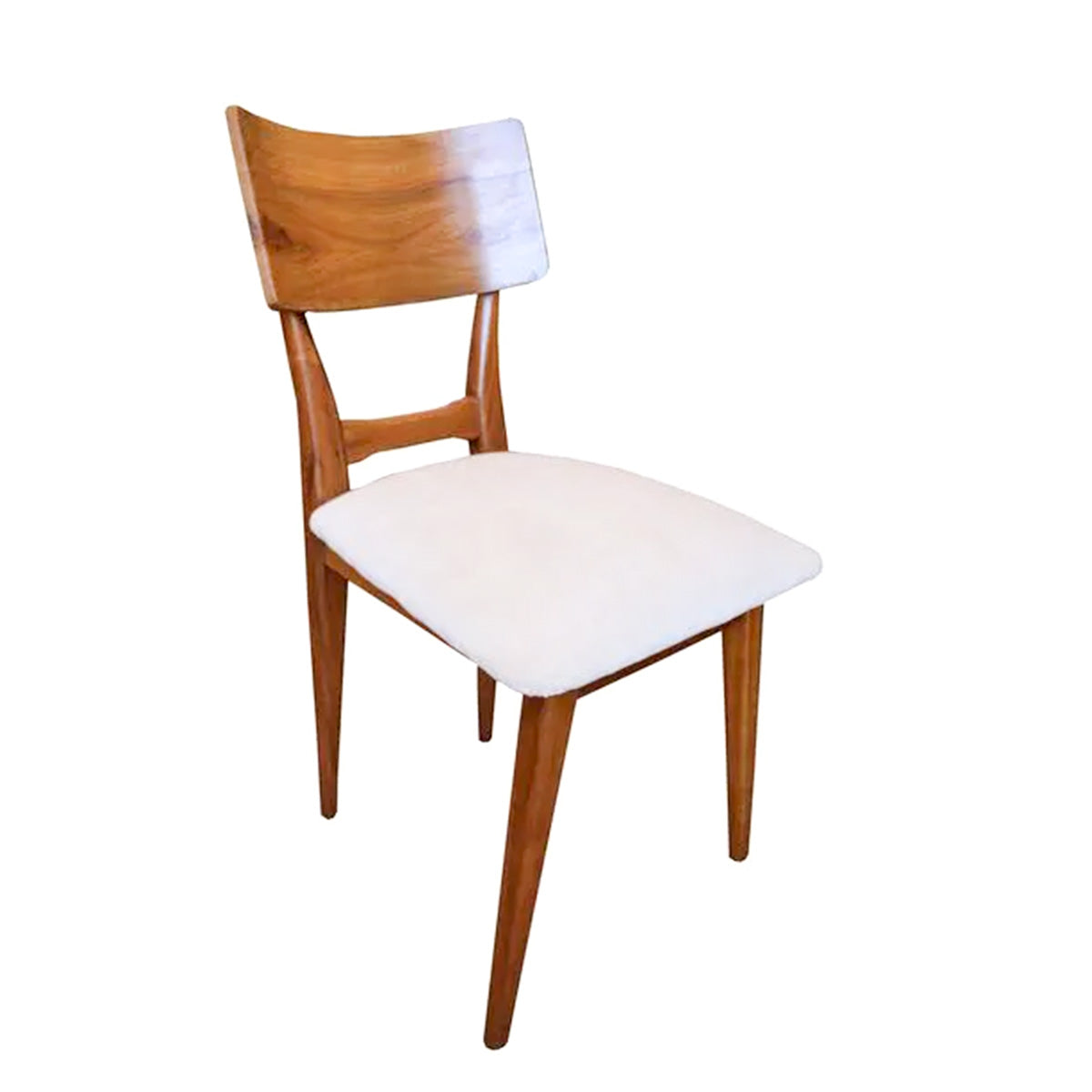 Cadeira de Madeira Maciça Demolição Copacabana Com Assento Estofado Branco