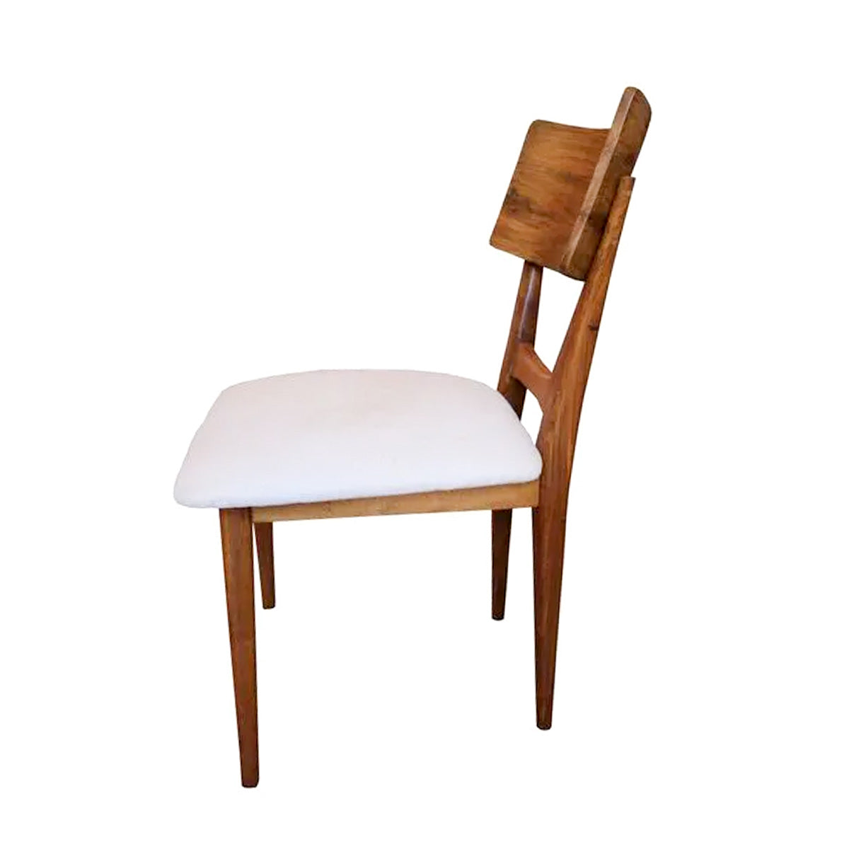 Cadeira de Madeira Maciça Demolição Copacabana Com Assento Estofado Branco