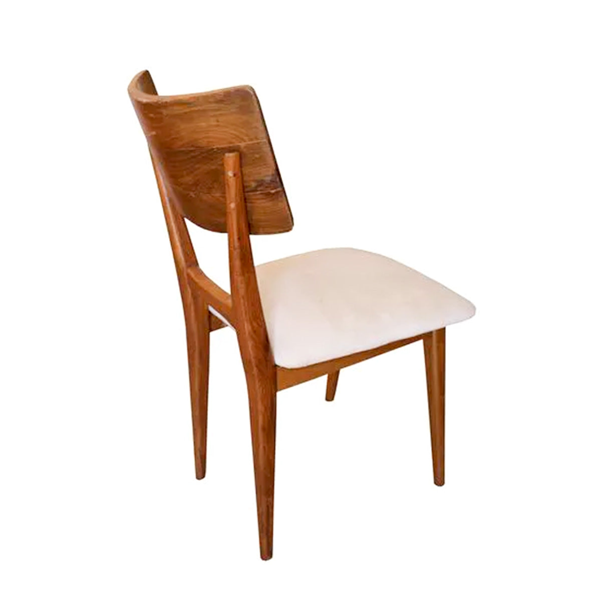 Cadeira de Madeira Maciça Demolição Copacabana Com Assento Estofado Branco