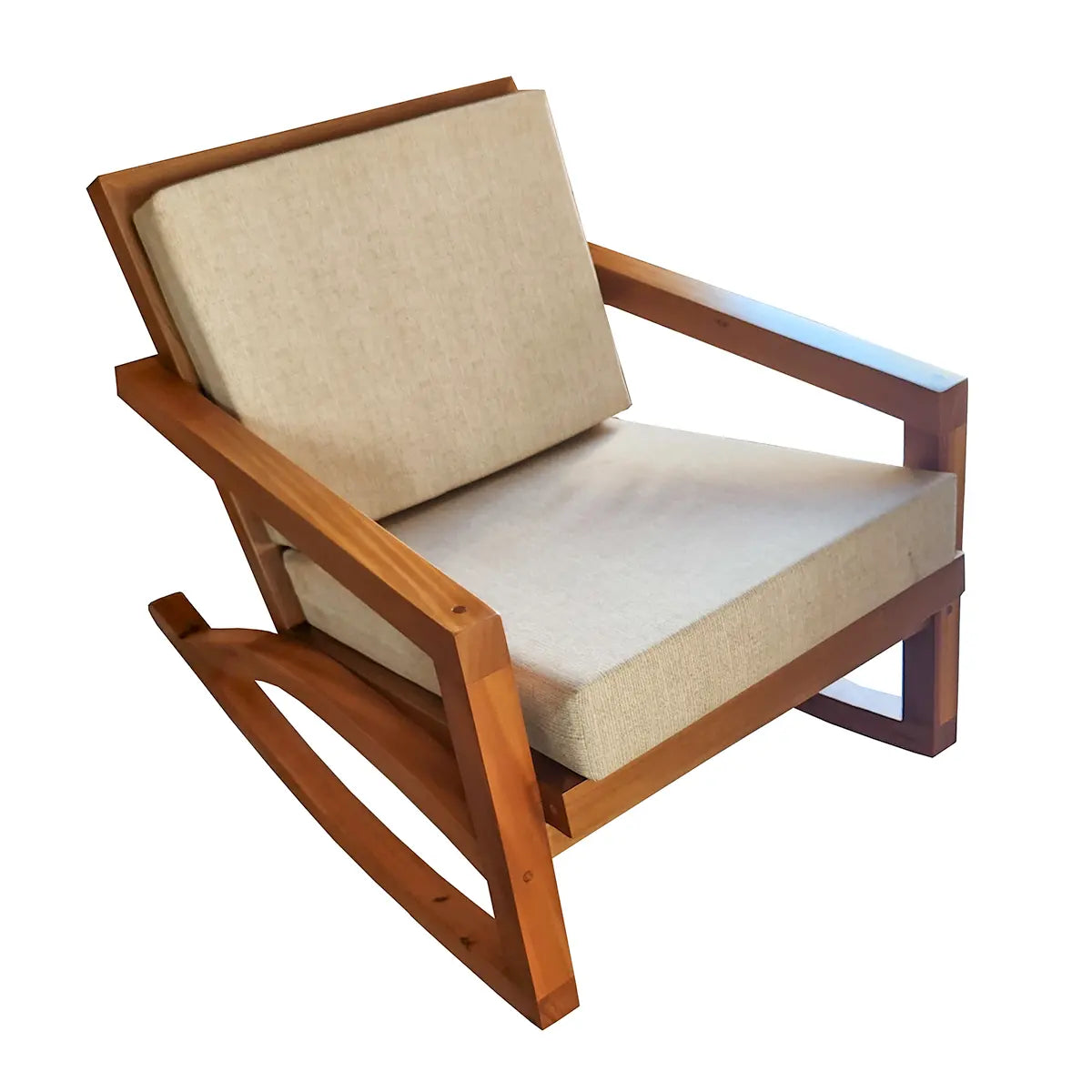 Cadeira De Balanço De Madeira Maciça Canoa Com Futon