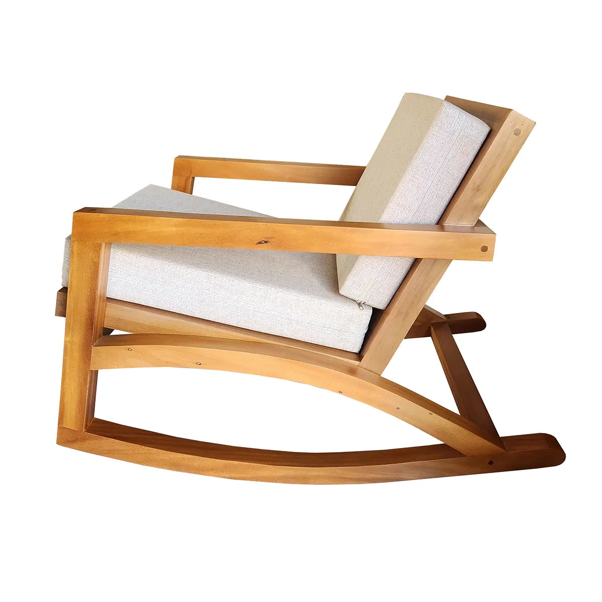 Cadeira De Balanço De Madeira Maciça Canoa Com Futon