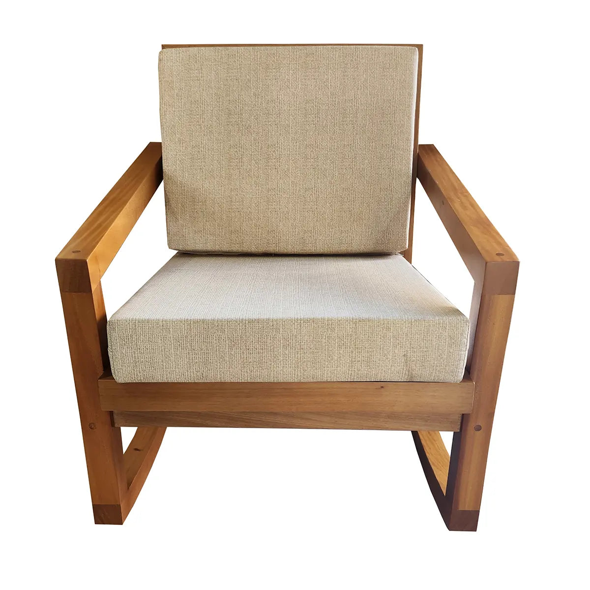 Cadeira De Balanço De Madeira Maciça Canoa Com Futon