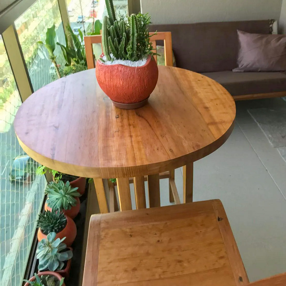 Conj. Mesa Modelo Praia e Banquetas Para Bar De Madeira Maciça Demolição Campos do Jordão - 01 Mesa 02 Banquetas