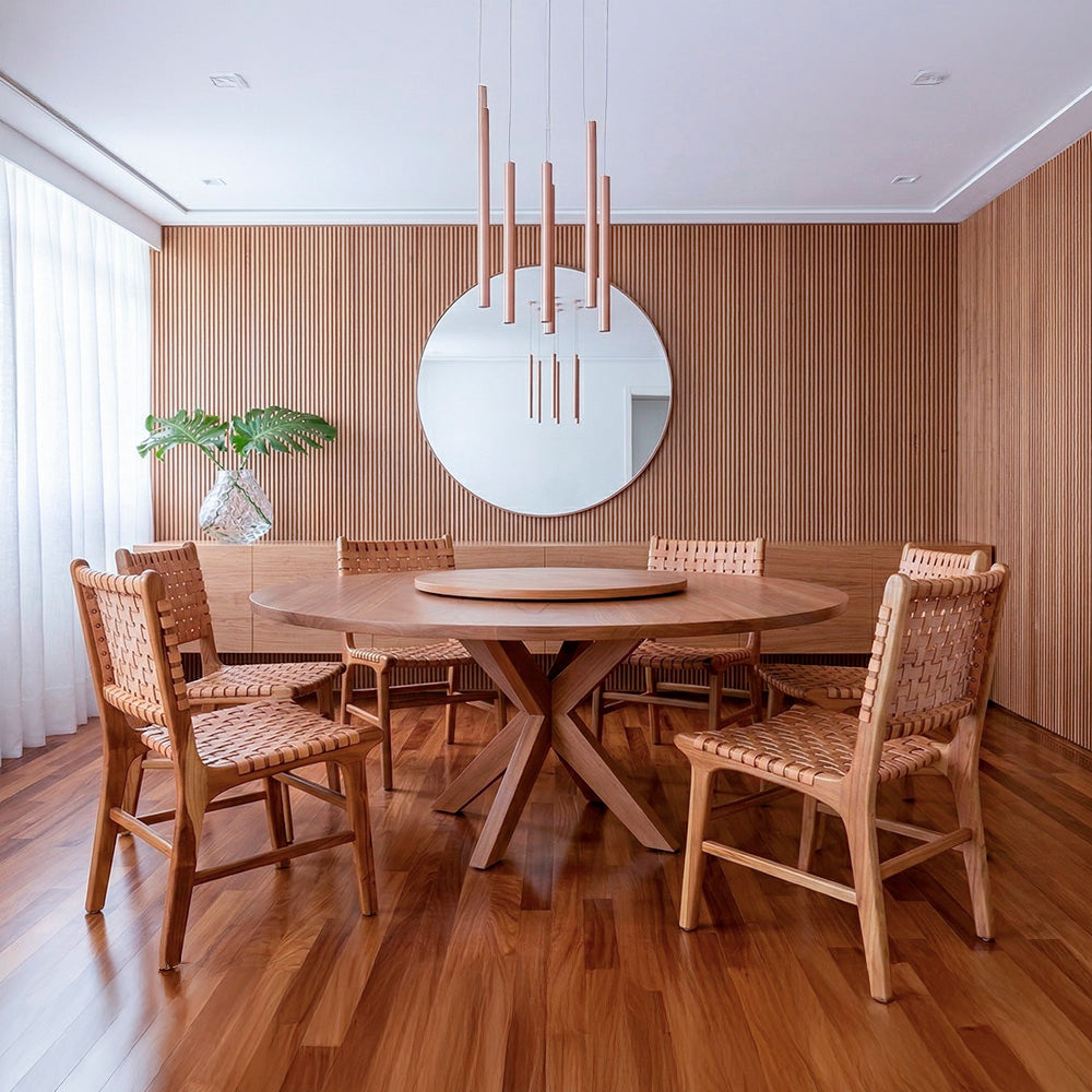 Conjunto Mesa Jantar Embú Com 04 Cadeiras em Couro Natural Sabiá