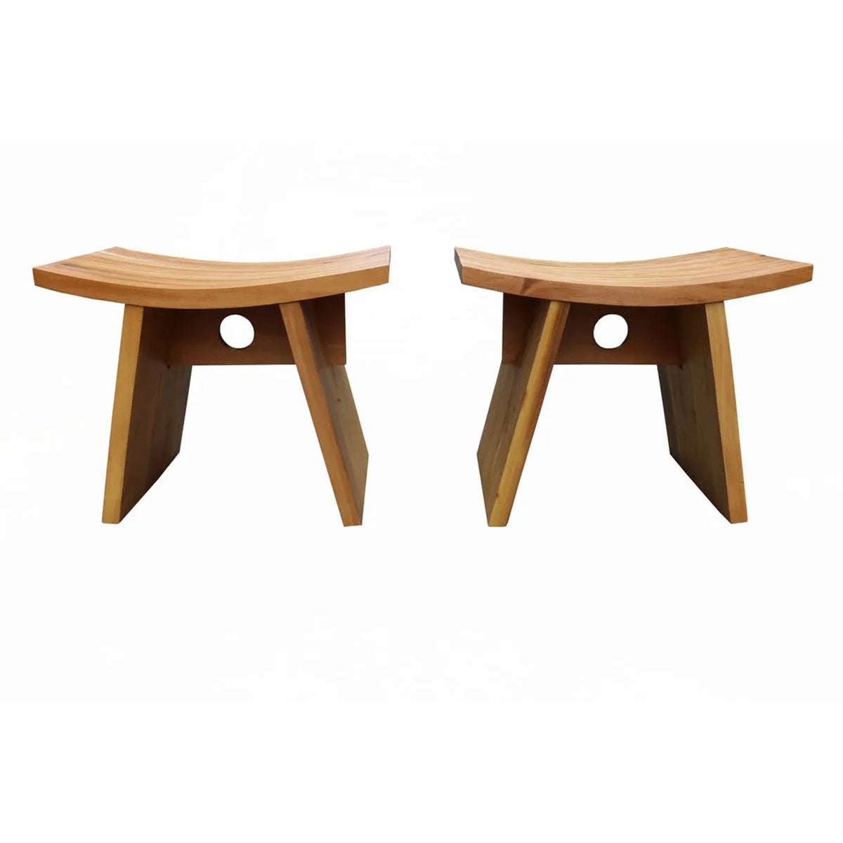 Conjunto De Duas Unidades De Banquinhos De Madeira Maciça Vella