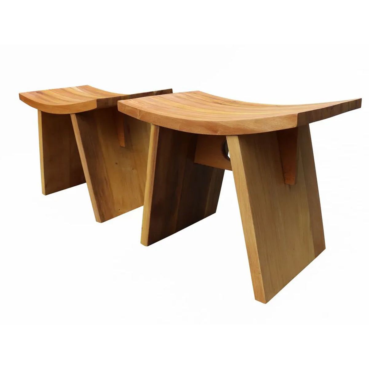 Conjunto De Duas Unidades De Banquinhos De Madeira Maciça Vella