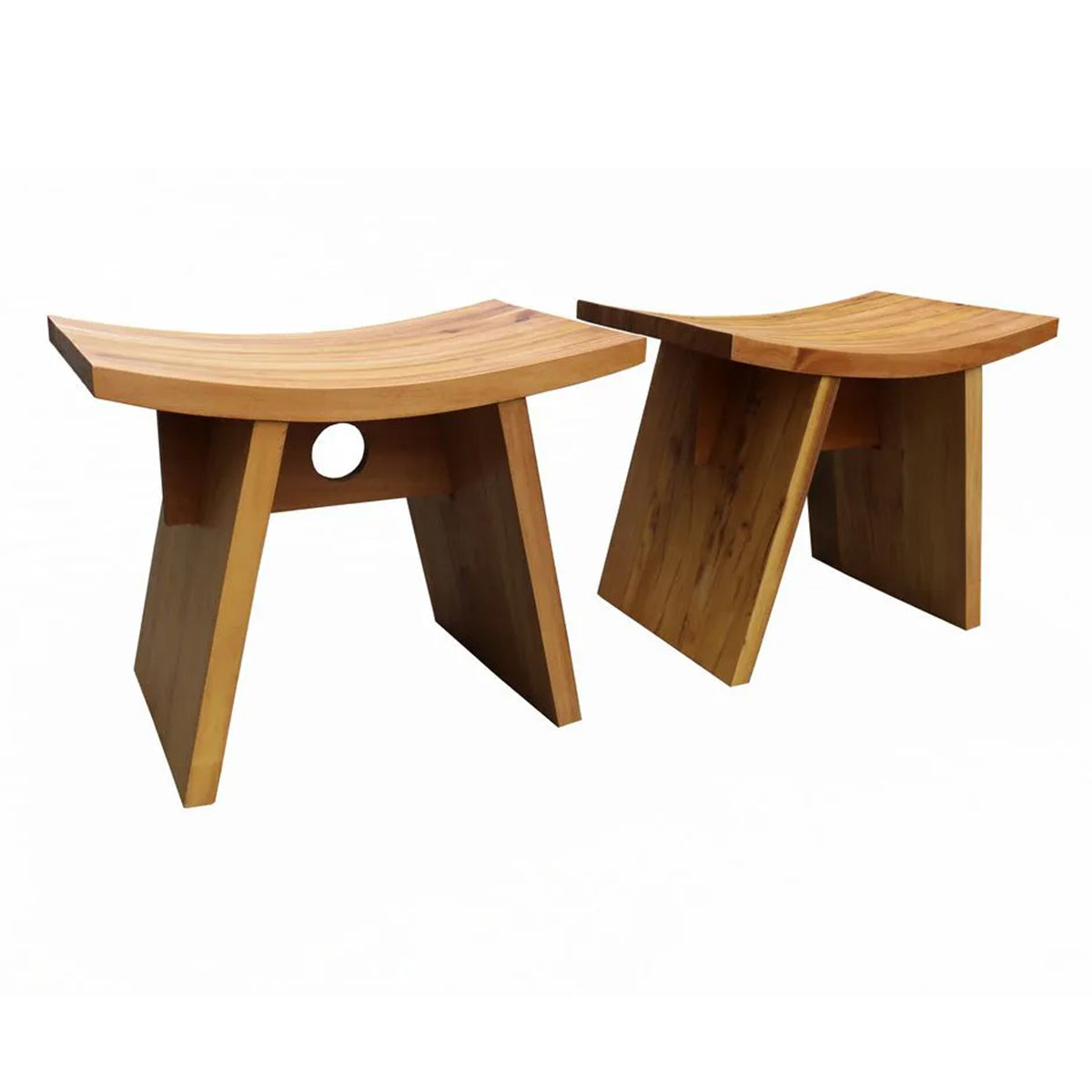 Conjunto De Duas Unidades De Banquinhos De Madeira Maciça Vella