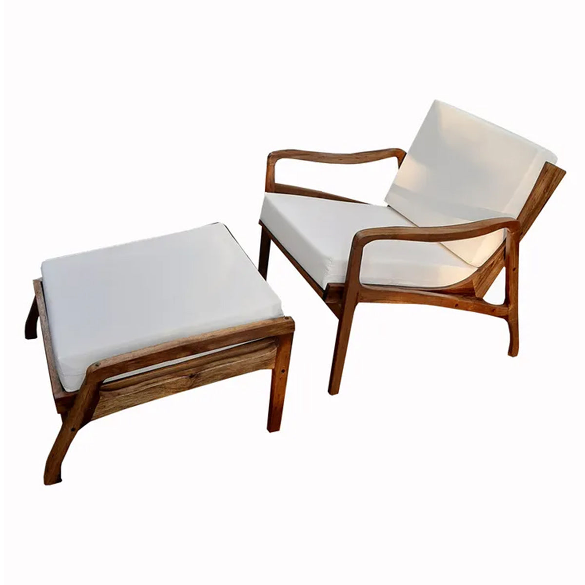 Conjunto de Poltrona E Puff Em Madeira Maciça Demolição Modelo Morumbi