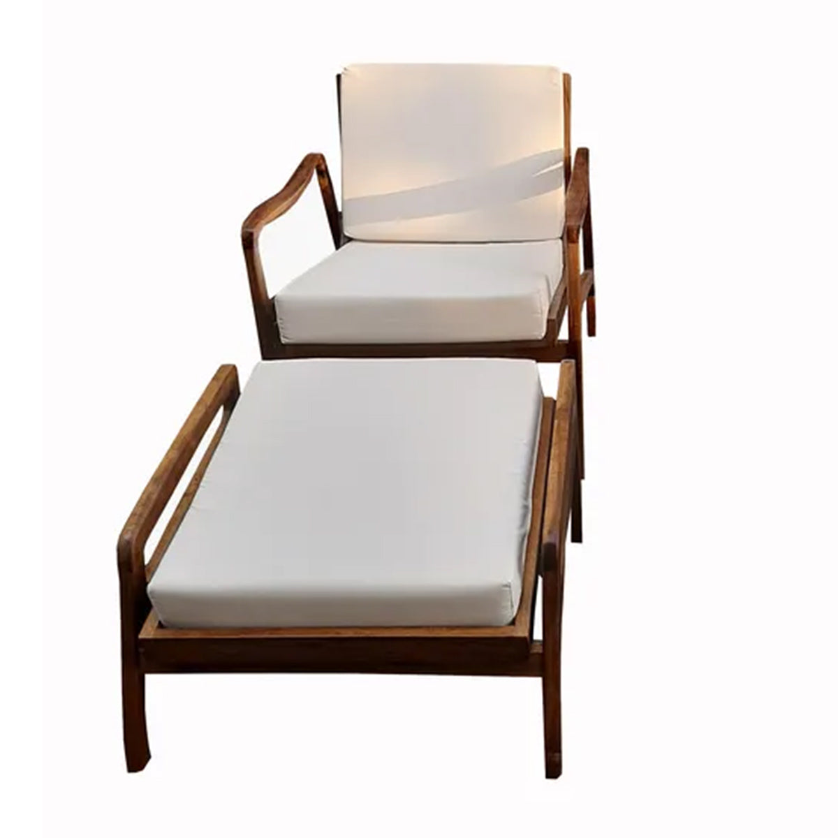 Conjunto de Poltrona E Puff Em Madeira Maciça Demolição Modelo Morumbi