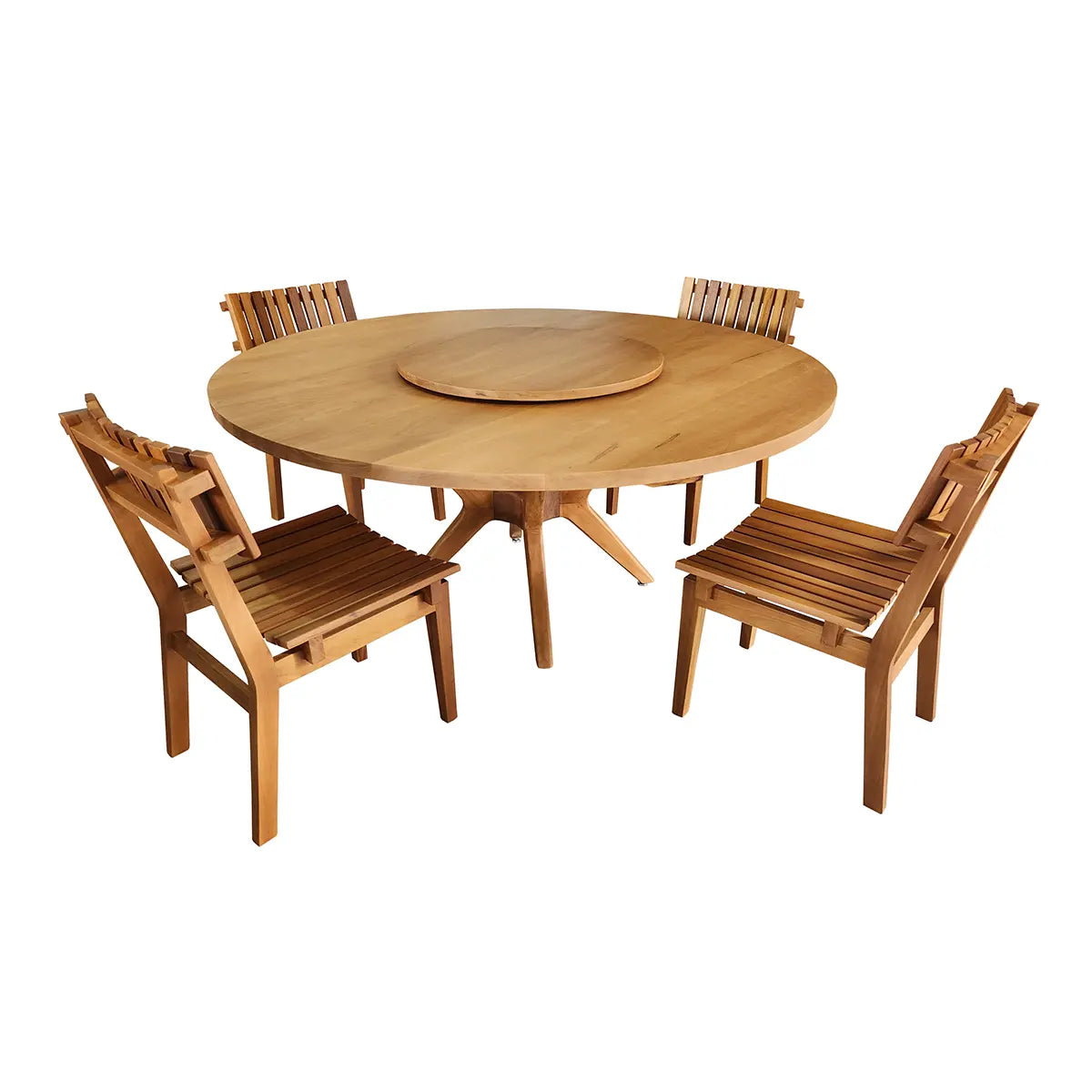 Conjunto Mesa De Jantar Maciça Praia Do Forte + 4 Cadeiras Ergonômicas