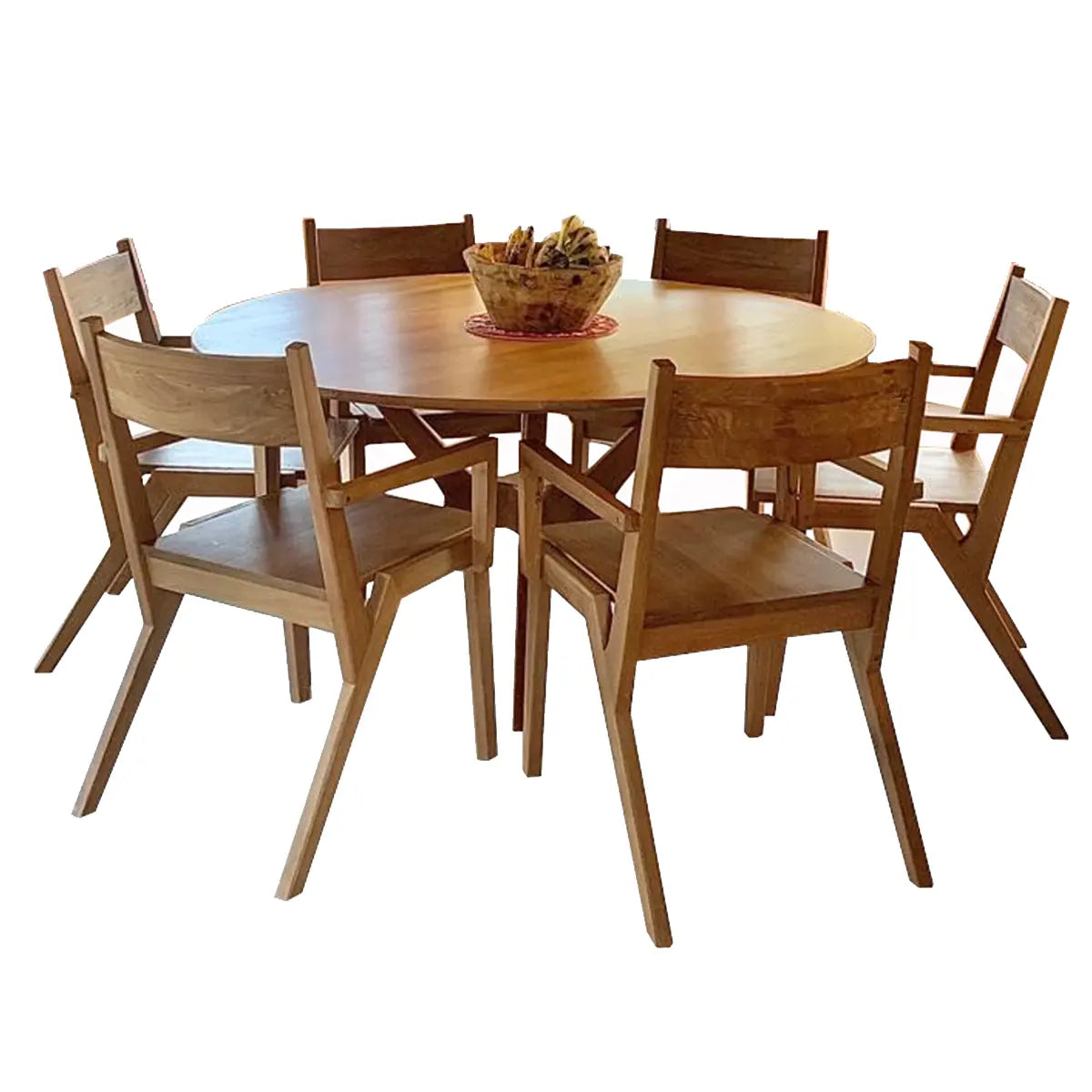 Conjunto Mesa De Jantar Maciça Praia Do Forte + 6 Cadeiras Colibri