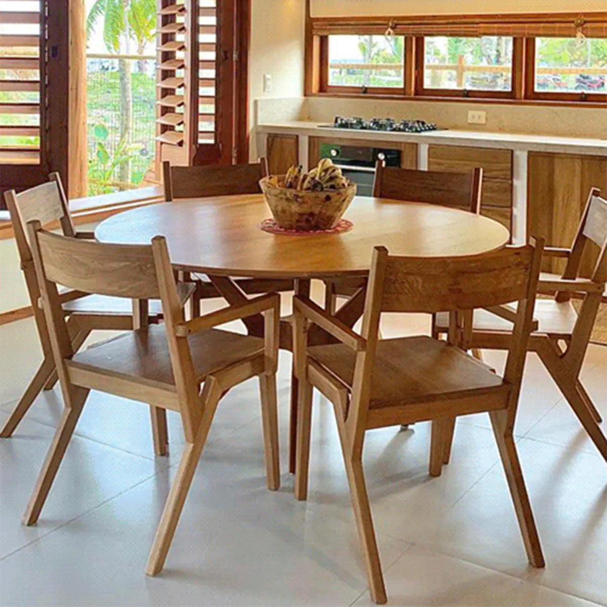 Conjunto Mesa De Jantar Maciça Praia Do Forte + 6 Cadeiras Colibri